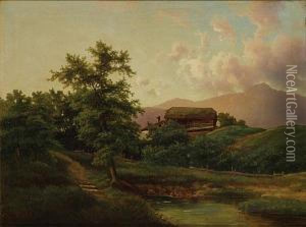 Paysage Montagneux Oil Painting - Josef Theurich