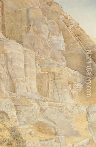 The Greater Temple At Abu Simbel, Egypt Oil Painting - Henry Roderick Newman