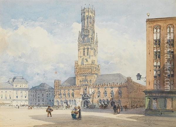 The Belfry, Bruges Oil Painting - William Callow