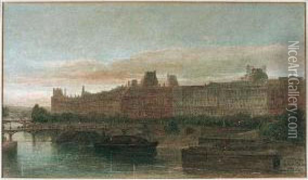 View Of The Louvre Across The Seine, Paris Oil Painting - Edward Alfred Angelo Goodall