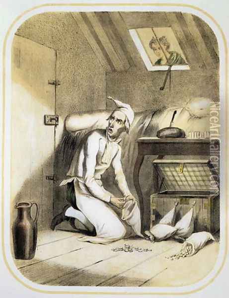 Avarice in the Kitchen, from a series of prints depicting the Seven Deadly Sins, c.1850 Oil Painting - Louis Leopold Boilly