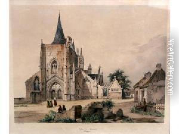 Eglise De Penmarch Oil Painting - Auguste Etienne Fr. Mayer