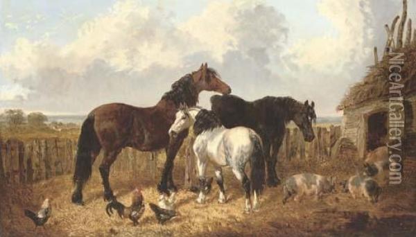 A Peaceful Day In The Farmyard Oil Painting - John Frederick Herring Snr