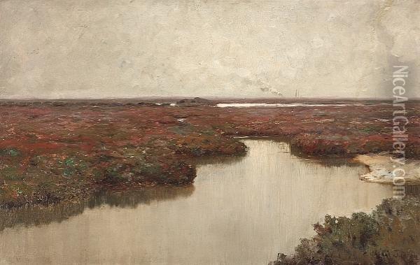 Gray Skies Over A Marshland Oil Painting - Charles Chapel Judson