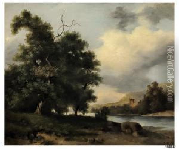 Paesaggio Fluviale Con Castello Oil Painting - D'Azeglio Massimo
