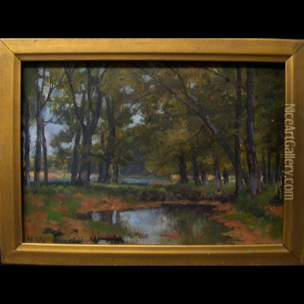 Forest Pool Oil Painting - Homer Ransford Watson