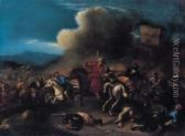 Bitwa Chrzescijan Z Turkami Oil Painting - Jacques Courtois Le Bourguignon