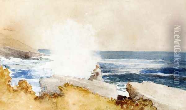Watching the Surf Oil Painting - Winslow Homer