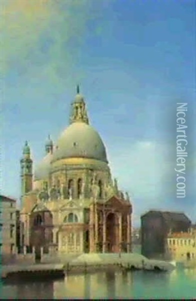 Ansicht Der Kirche S. Maria Della Salute In Venedig Oil Painting - Achile Battiztuzzi