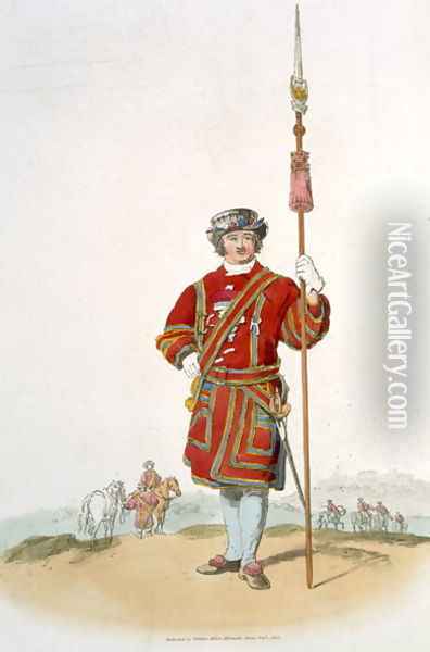 Yeoman of the Kings Guard, from Costume of Great Britain, published by William Miller, 1805 Oil Painting - William Henry Pyne