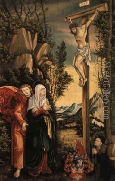 Maria Und Johannes Unter Dem Kreuz Christi Oil Painting - Michael Ostendorfer