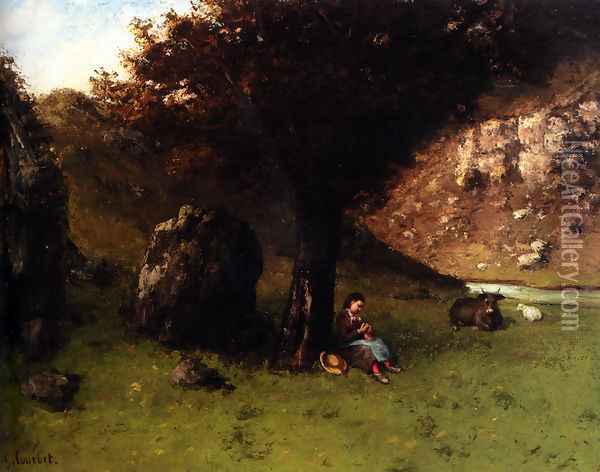 La Petite Bergere (The Young Shepherdess) Oil Painting - Gustave Courbet