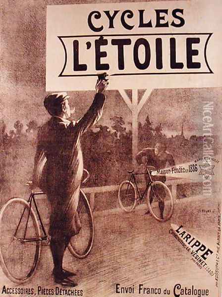 Poster advertising cycles LEtoile, 1903 Oil Painting - Charles Tichon