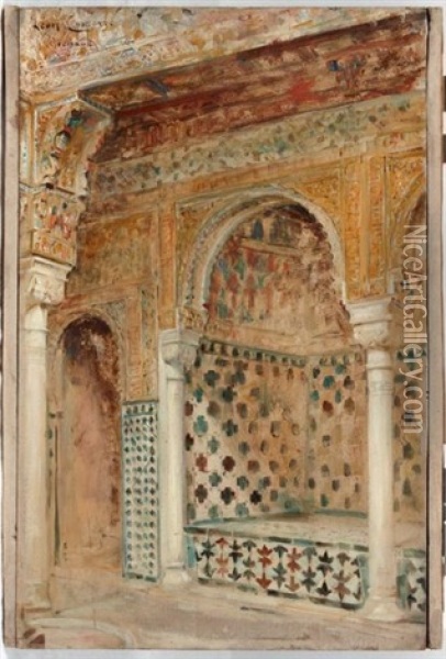 Interieur De L'alhambra De Grenade Oil Painting - Leon Francois Comerre