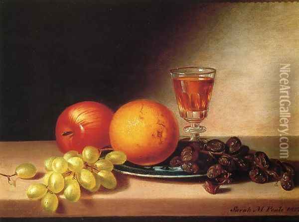 Fruit and Wine Oil Painting - Sarah Miriam Peale