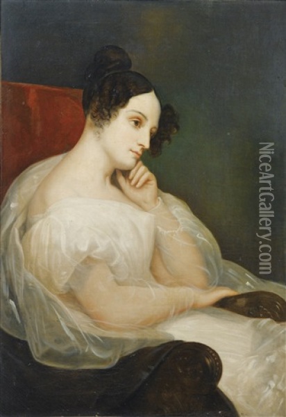 Portrait De Marie-josephine Souham, Duchesse D'elchingen Oil Painting - Ary Scheffer
