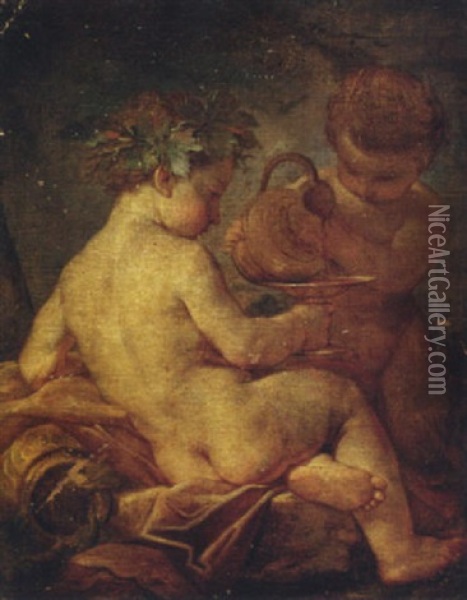 The Nurture Of Bacchus Oil Painting - Giulio Carpioni