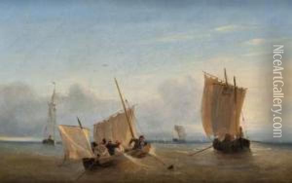 Barques En Mer. Oil Painting - Lef Feliksovich Lagorio