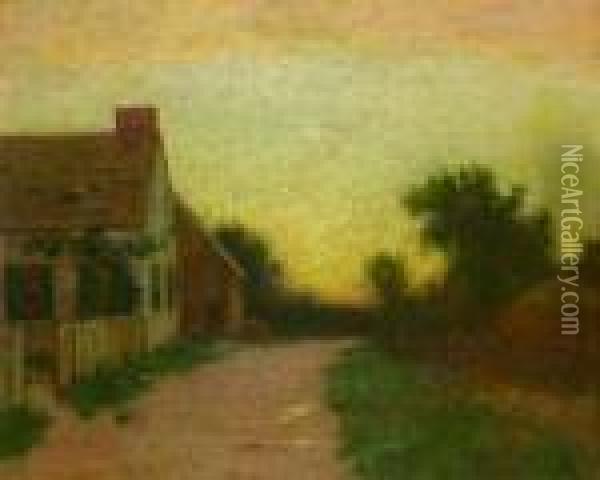Hamptons Cottage At Sunset Oil Painting - Bruce Crane
