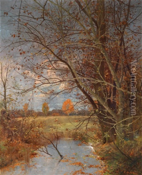 Herbststimmung Uber Einer Landschaft Oil Painting - Adolf Kaufmann