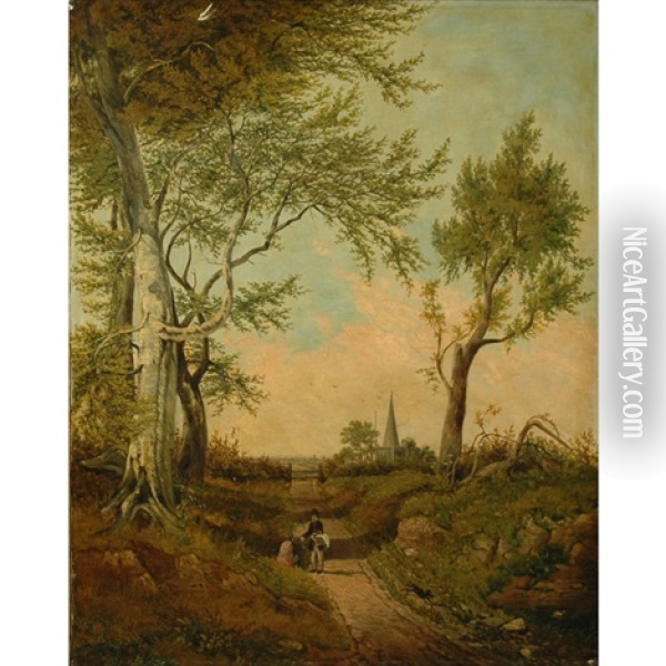 Travelers On A Country Road Oil Painting - Adam Barland