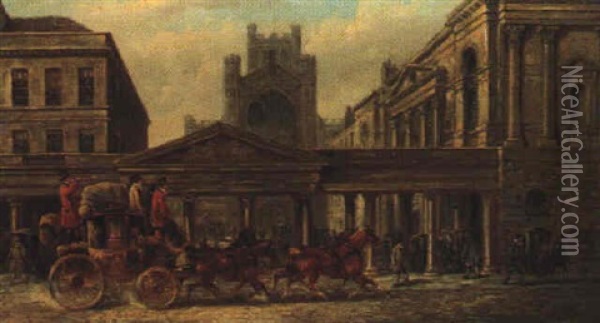 The Abbey Church Yard, Bath Oil Painting - John Charles Maggs