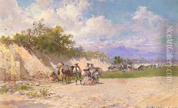The Gypsy Camp Oil Painting - Baldomer Galofre Gimenez