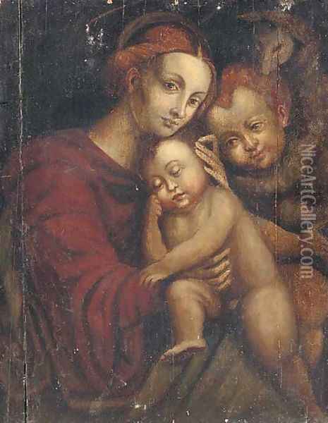 The Madonna and Child with the Infant Saint John the Baptist Oil Painting - Bernadino Luini
