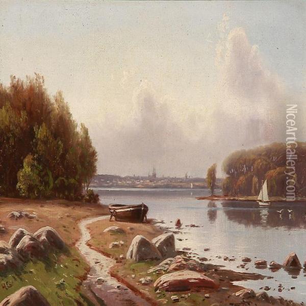 View From Roskilde Oil Painting - Harald Peter W. Schumacher