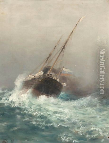 Steamship Olga Oil Painting - Lef Feliksovich Lagorio