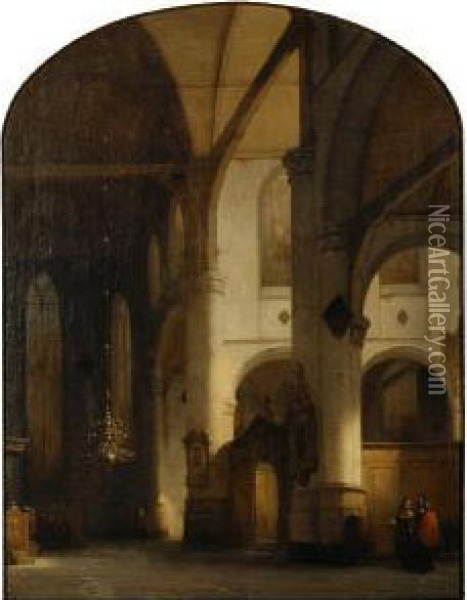 Interior Of Sint Janskerk Church Ingouda Oil Painting - Jan Jacob Schenkel
