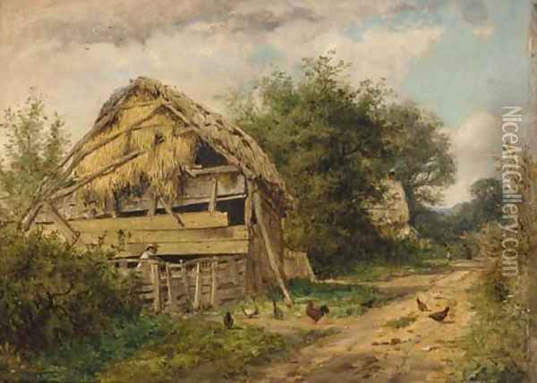 The Roadside Shed Oil Painting - Benjamin Williams Leader