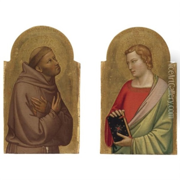 St. John The Evangelist (+ St. Francis; Pair) Oil Painting - Bernardo Daddi