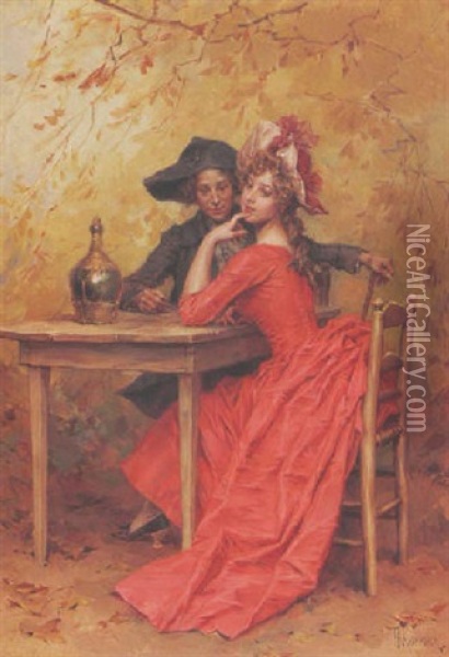 The Flirtation Oil Painting - Frederik Hendrik Kaemmerer