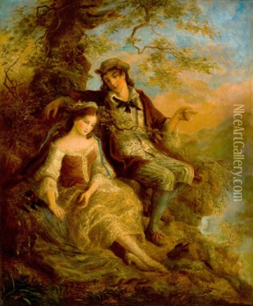 Young Lovers Oil Painting - William Mulready