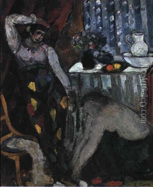 Femmes Dans Un Interieur Oil Painting - Charles Dufresne