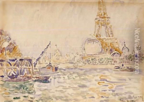 Vue De Paris Avec La Tour Eiffel Oil Painting - Paul Signac