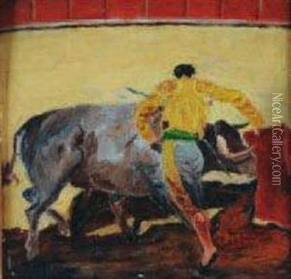 Scene De Tauromachie Oil Painting - Marcel Francois Leprin