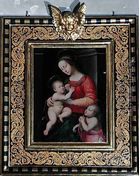 Madonna and Child with St. John the Baptist Oil Painting - Antonio del Ceraiolo