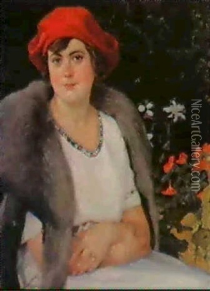 Portrait Of Princess Modesta Demiro-dolinskaya Oil Painting - Nikolai Petrovich Bogdanov-Bel'sky