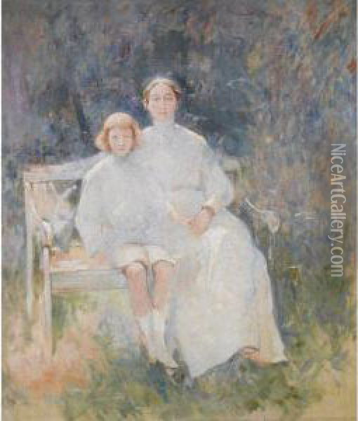 Portrait Study Of The Artist's Wife And Son, Dines Oil Painting - Emil Carlsen