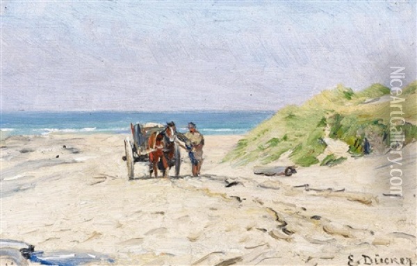 Wattfischer In Den Dunen Oil Painting - Eugen Gustav Duecker