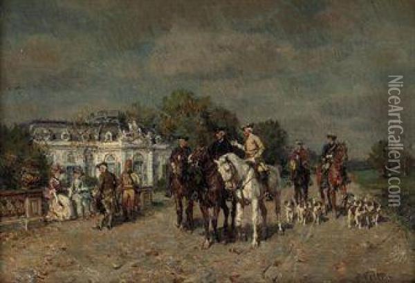 A Hunting Party Oil Painting - Wilhelm Velten