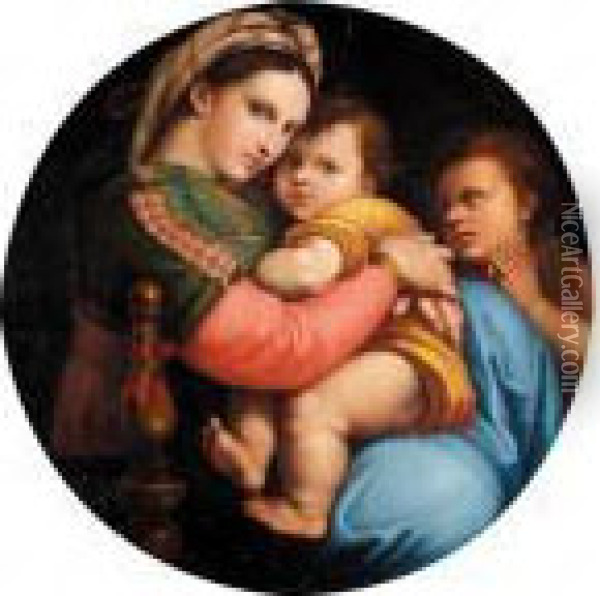 The Madonna Della Sedia Oil Painting - Raphael (Raffaello Sanzio of Urbino)