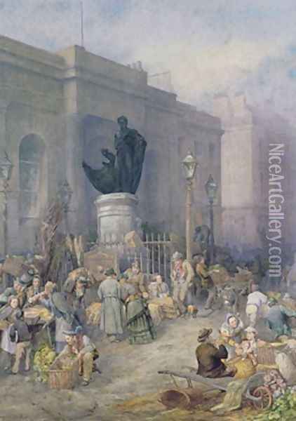 Market Morning Birmingham 1876 Oil Painting - Frederick Mercer