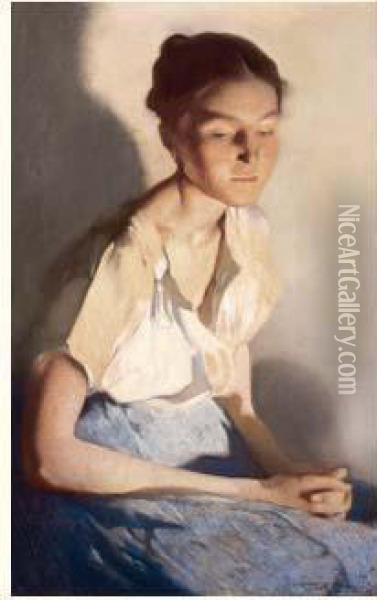 Portrait De Jeune Fille. Oil Painting - Firmin Baes