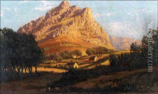 Sunlit Mountain Oil Painting - Tinus de Jongh
