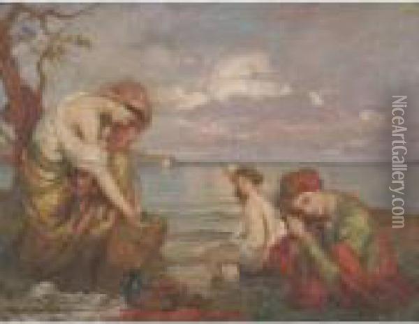 Au Bord De La Mer Oil Painting - Bonny Rupert