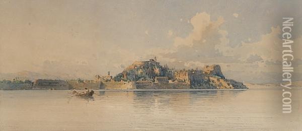 Fishing Boat Off Corfu Oil Painting - Angelos Giallina