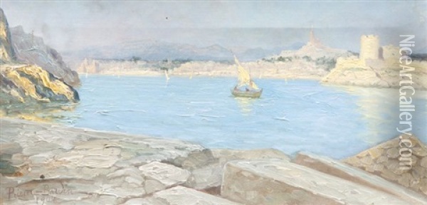 Marseille Vue Du Frioul Oil Painting - Francois Leon Prieur-Bardin